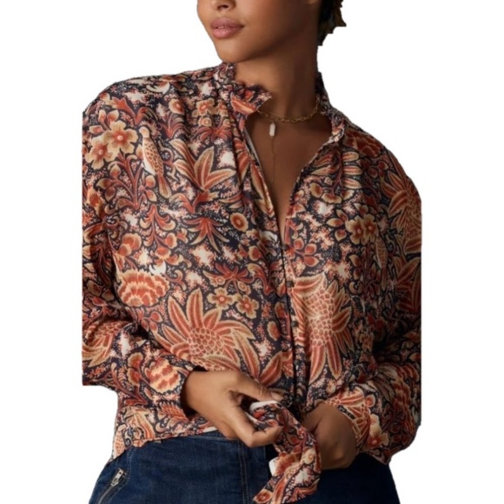 Anthrolologie Pilcro Tavi Button Down Floral Patterned Blouse S